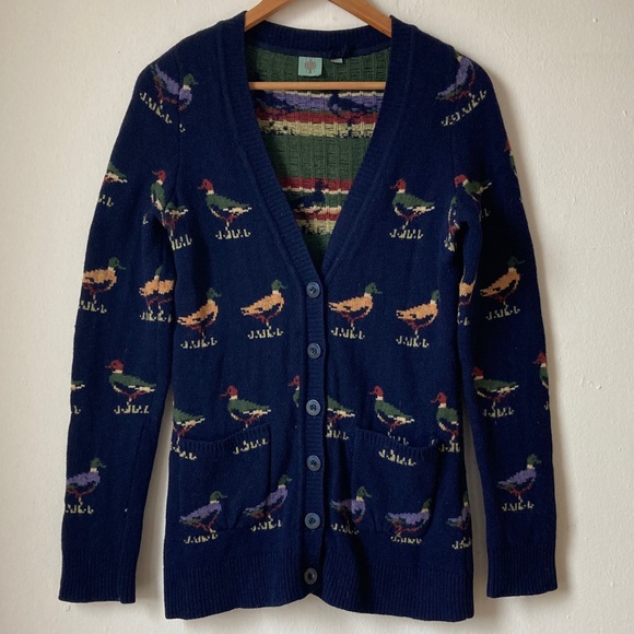 Anthropologie Sweaters - Anthropologie HWR Wool Cardigan Sweater Mallard Duck Print Size M